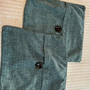 Crate&Barrel Teal Accent Pillows with Black Button
